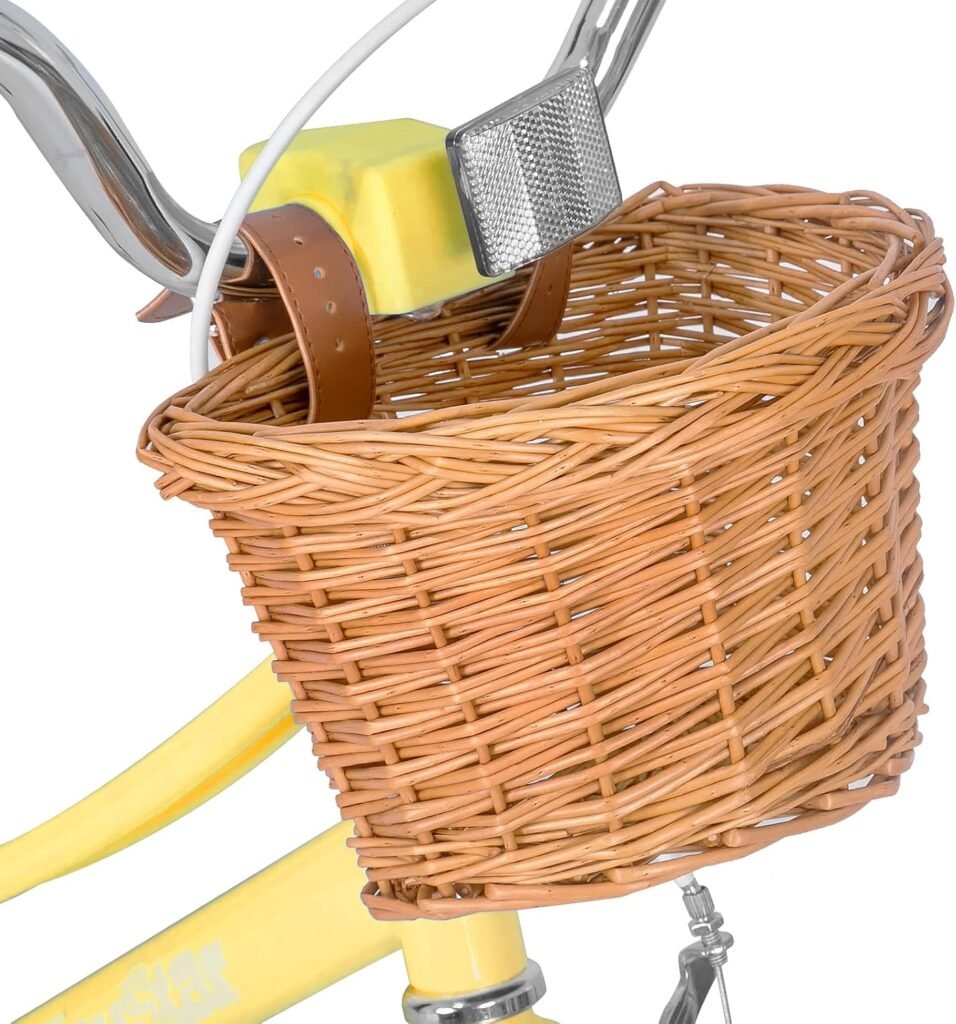 Meisjesfiets met zijwieltjes en mandje, kinderfiets van 12 tot 20 inch met verstelbaar zadel en zijstandaard