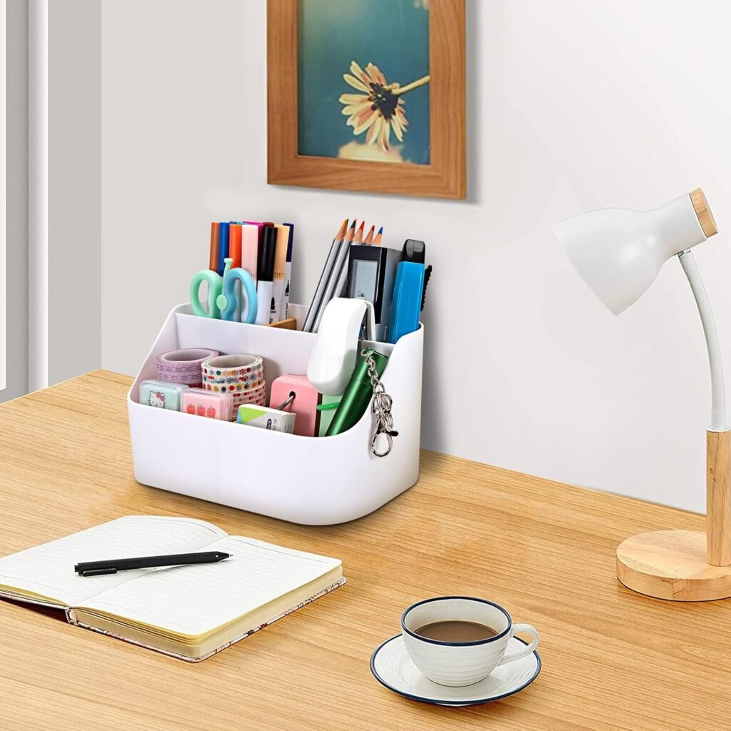 Bureau organizer wit met afstandsbedieninghouder en pennenhouder