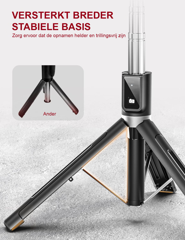 Smartphone statief met Bluetooth afstandsbediening, 360° draaibaar en compact draagbaar