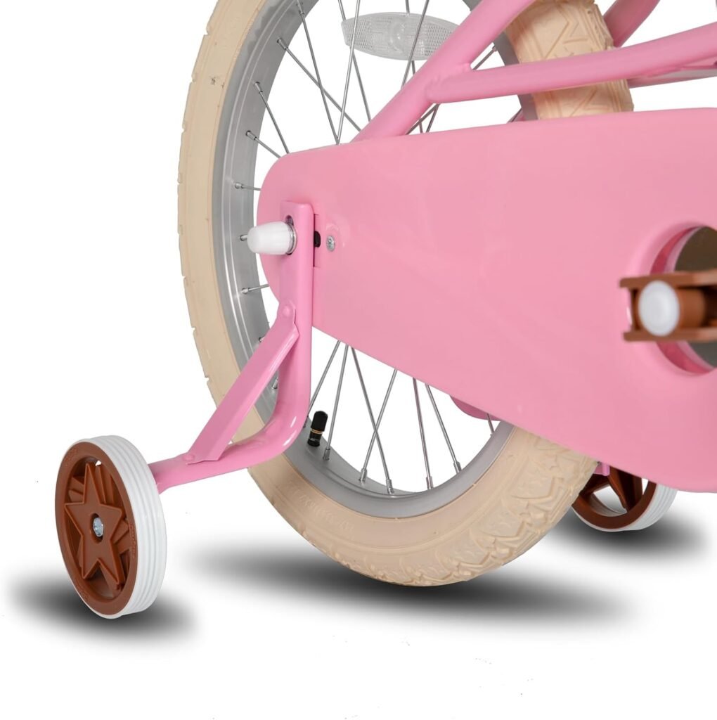 Kinderfiets voor meisjes en jongens met mandje, trainingswielen en retro design in 12, 14, 16 of 20 inch