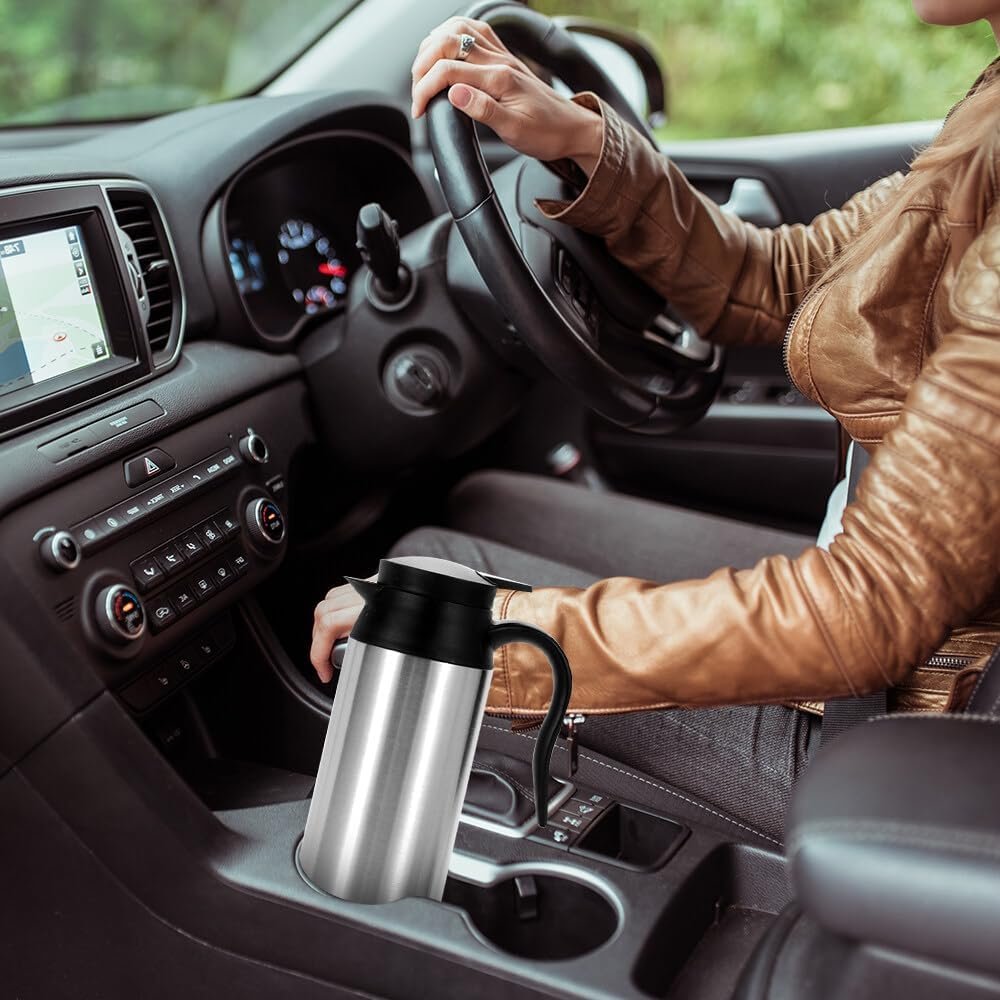 Auto waterkoker RVS 12V 750 ml voor auto en camping, draagbare reiswaterkoker via sigarettenaansteker
