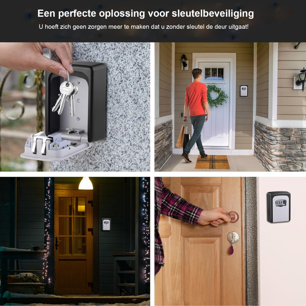 Sleutelkluis met 4-cijferig cijferslot voor wandmontage, waterdicht en weerbestendig voor buiten