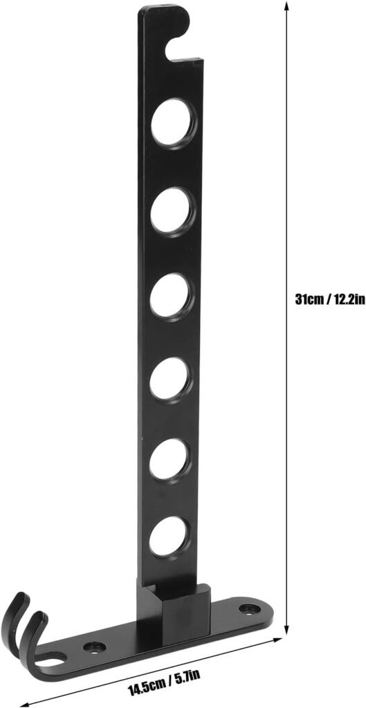 Opvouwbare zwarte wandhanger met 6 haken, 90° inklapbaar kledingdroogrek van 31 x 14,5 cm