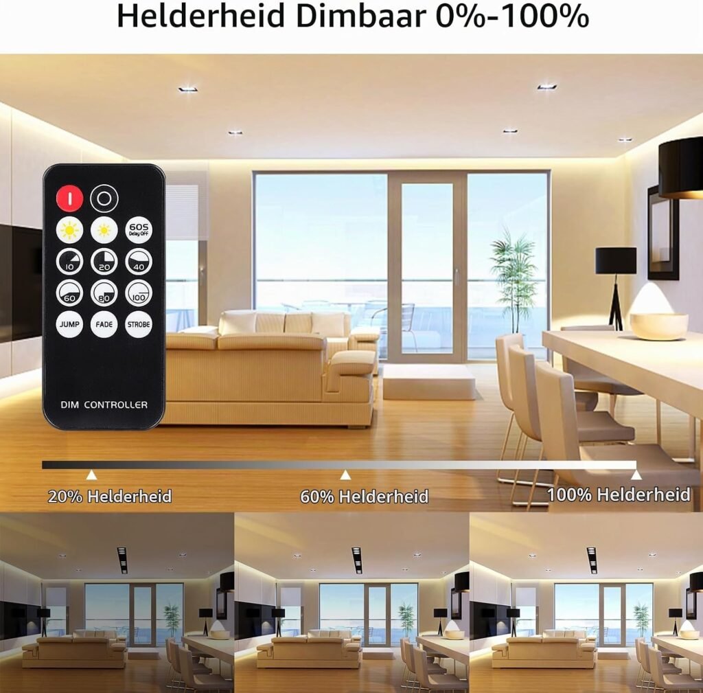 3000K warm witte COB LED strip van 2 meter met 768 dimbare LEDs en RF-afstandsbediening