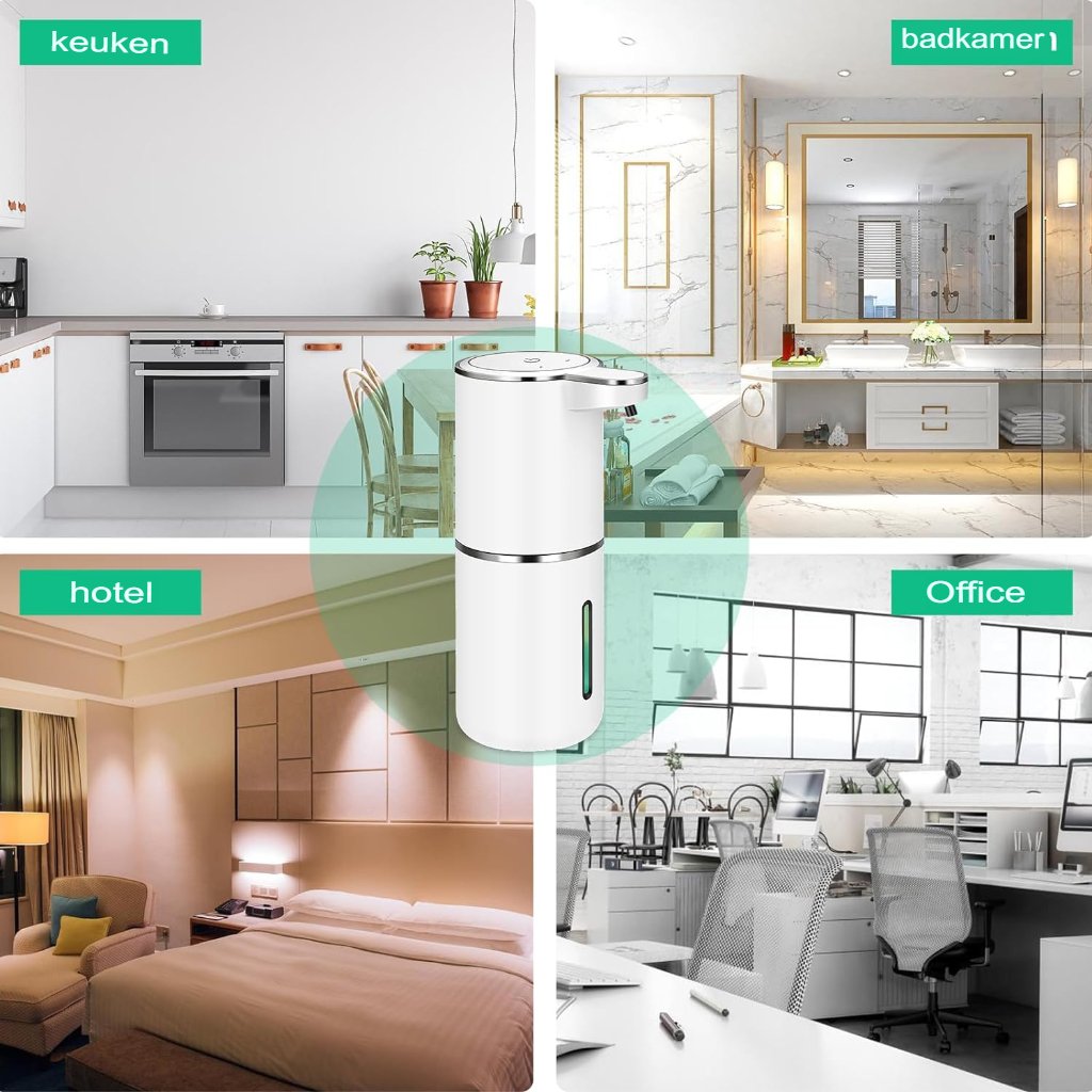 Automatische zeepdispenser met sensor, USB-oplaadbaar, contactloos en geschikt voor wandmontage
