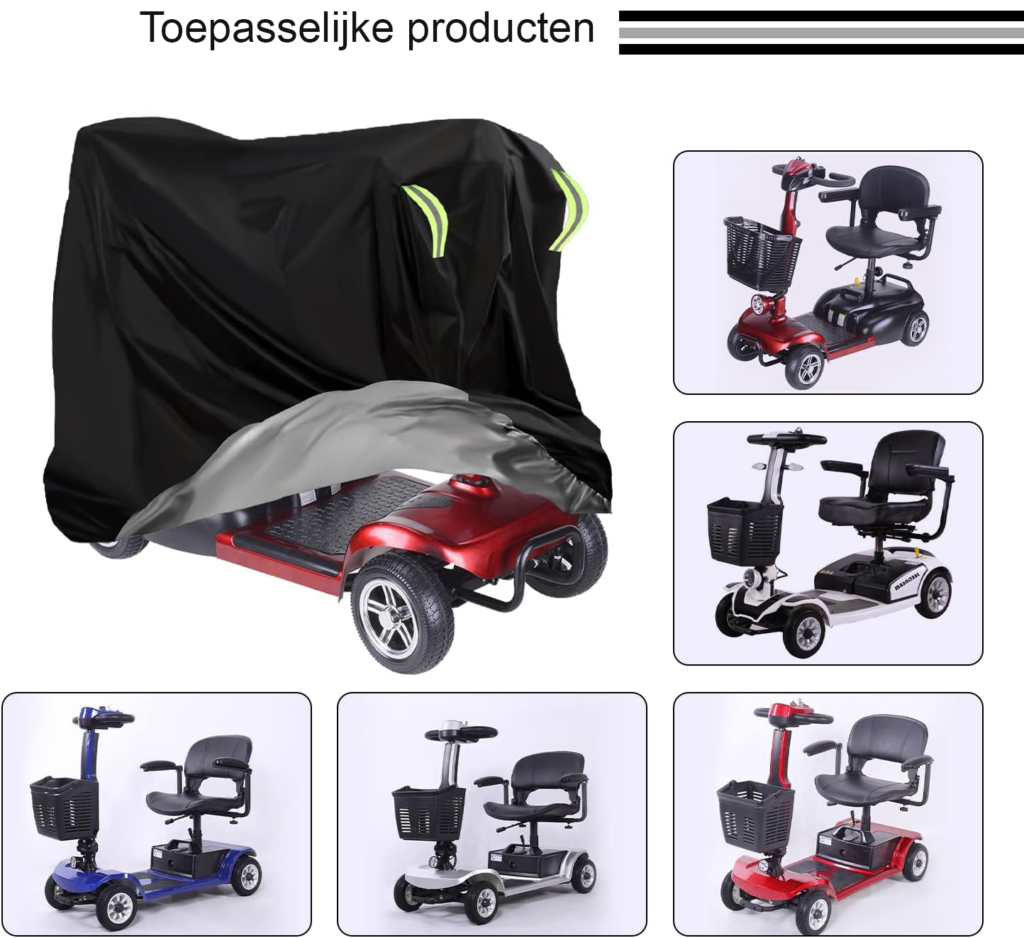 Waterdichte scootmobielhoes van 420D Oxford stof 190x71x117 cm met elastische band voor bescherming tegen regen en vuil