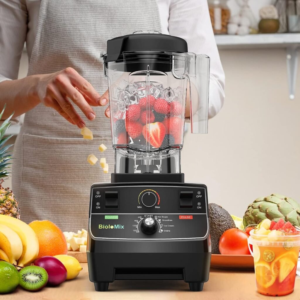 Krachtige mixer 2200W met 2 liter blenderkan en 600 ml reisbeker, BPA-vrij en zelfreinigend