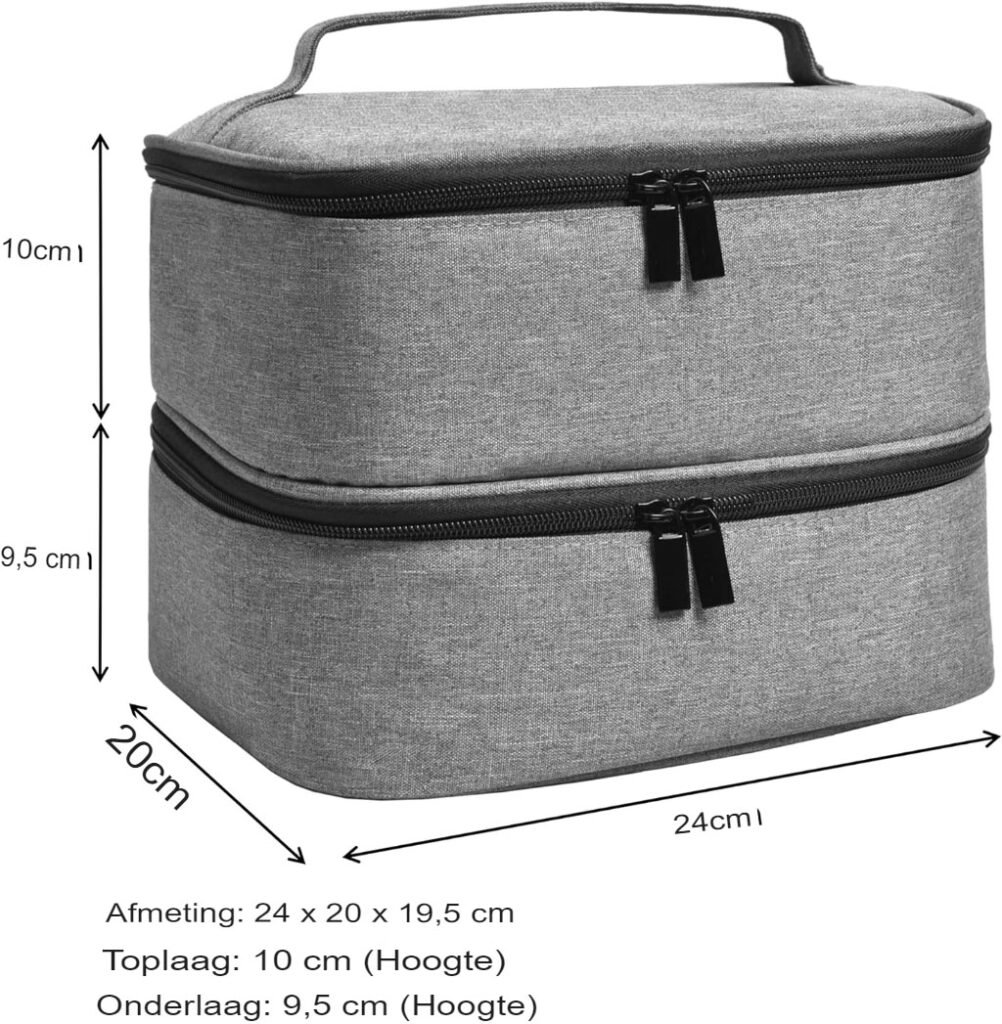 Nagellak organizer voor 30 flessen met opbergvak voor UV-lamp, grijs