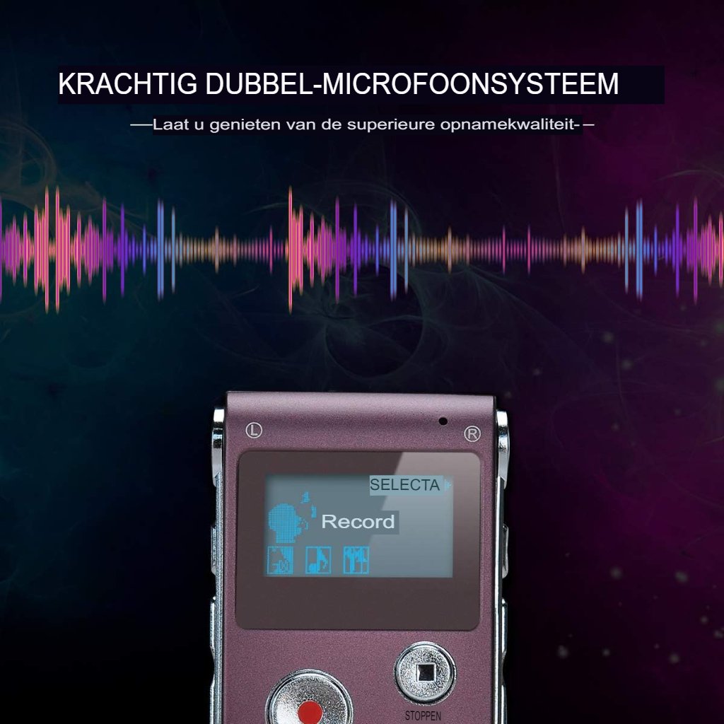 Dicteerapparaat met spraakherkenning en USB-oplaadbare voicerecorder