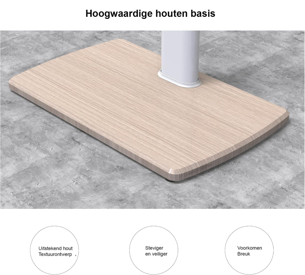 Verrijdbare witte tv standaard met houten basis voor 32-70 inch tv, draaibaar en in hoogte verstelbaar, met wielen en VESA 600x400 mm