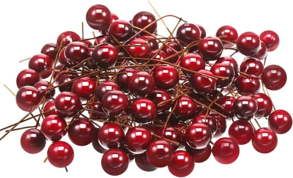 Kunstmatige hulstbessen 10 mm op draad voor kerstdecoratie en bloemkransen