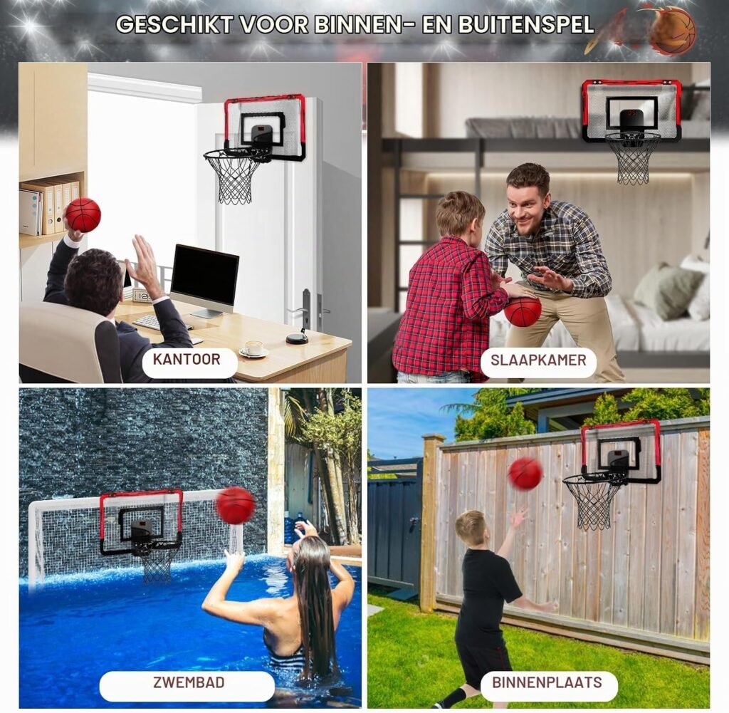 Basketbalkorf met verstelbare hoogte, automatische balterugvoer, bal en standaard voor binnen en buiten