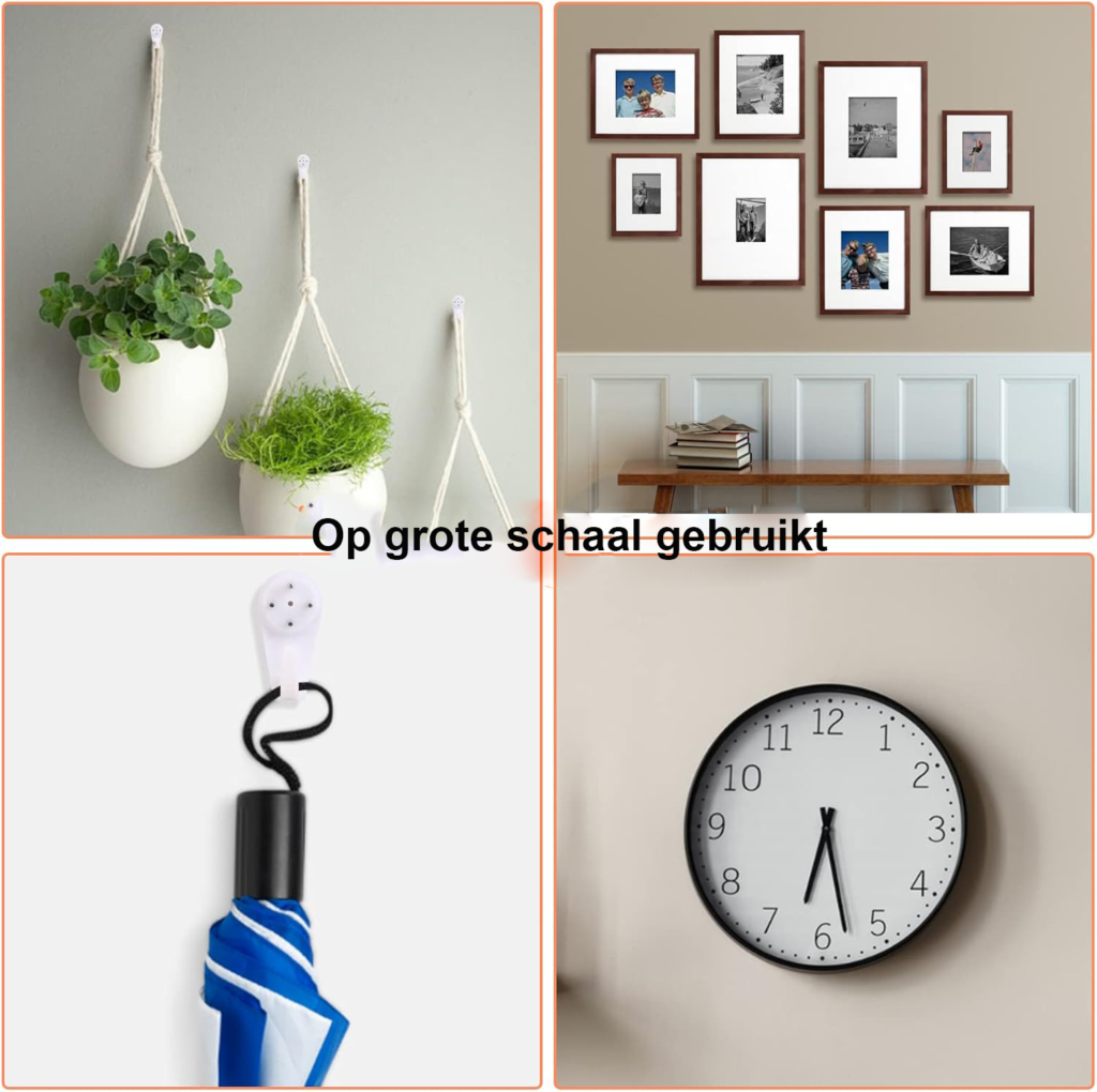 Set van 50 onzichtbare fotohaken zonder boren voor fotolijsten, klokken en spiegels op droge muren