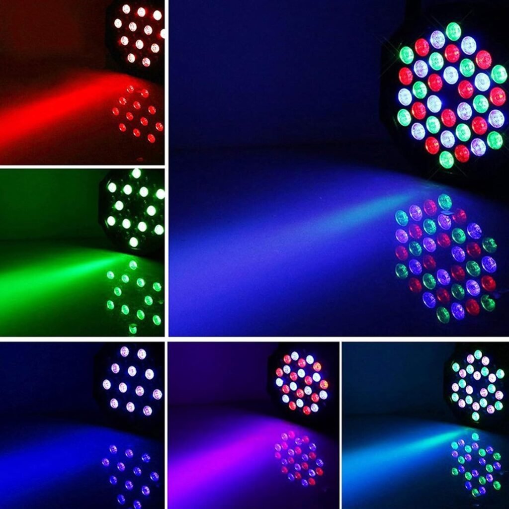 Set van 4 RGB LED disco spotlights met 36 leds, DMX512, afstandsbediening en geluidsbesturing voor feestverlichting