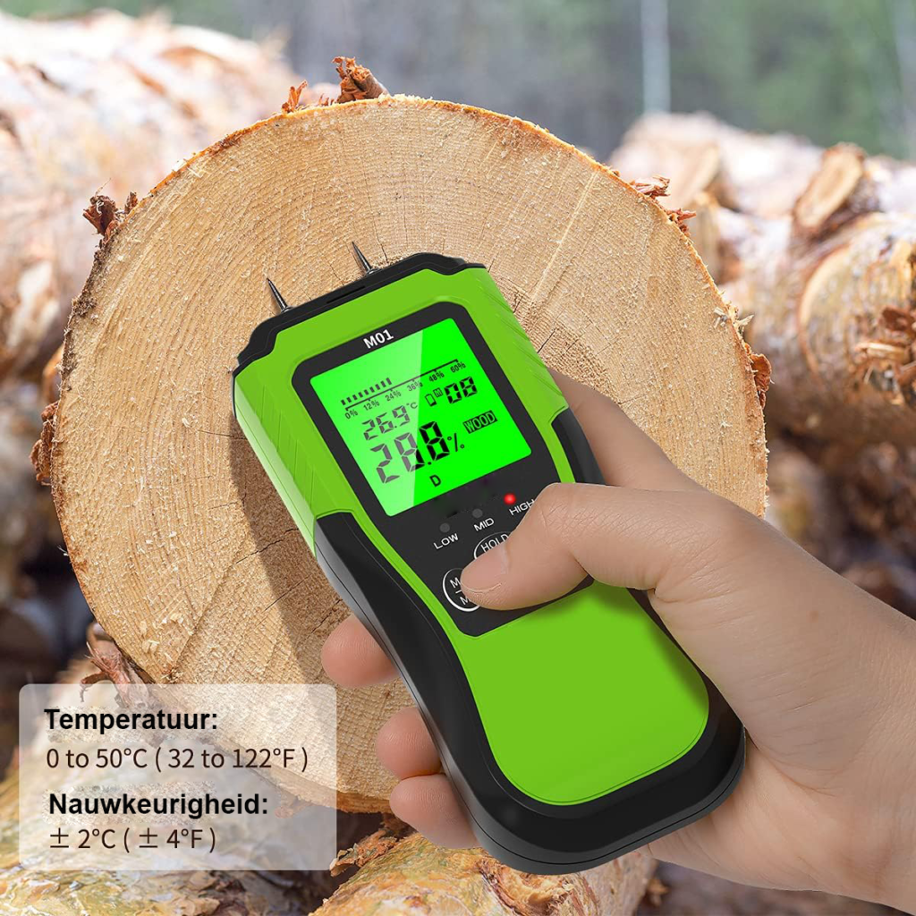 Digitale houtvochtmeter voor nauwkeurige vochtmeting in hout bij timmerwerk en houtbewerking