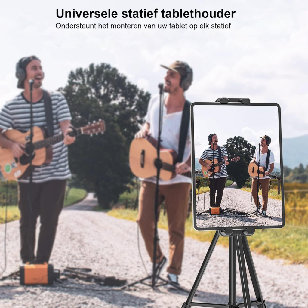 Tablet Statiefhouder met Verstelbare Aluminium Arm - iPad Houder en Tabletklem voor Camera Statief - Geschikt voor Tablets en Smartphones van 4,7 tot 13,5 Inch