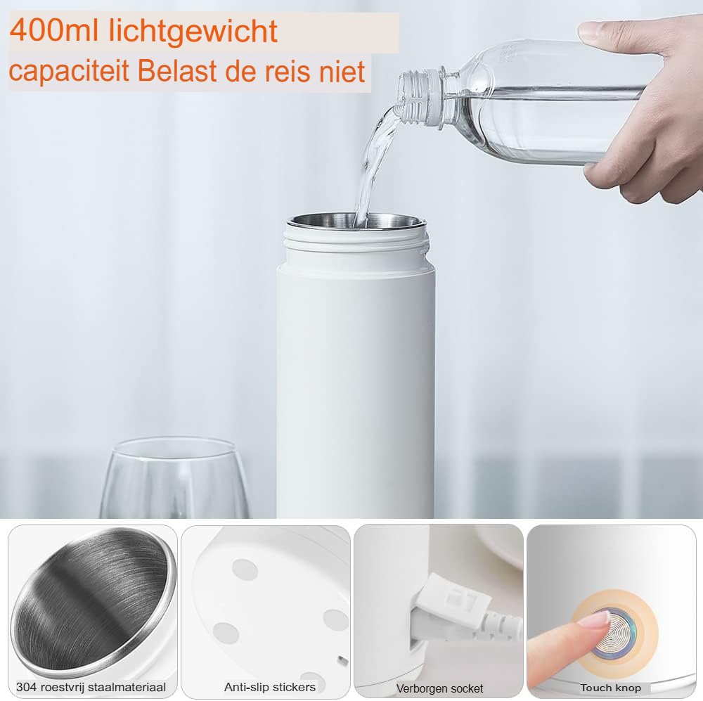 Draagbare elektrische mini waterkoker van roestvrij staal met automatische uitschakeling voor koffie, thee en camping