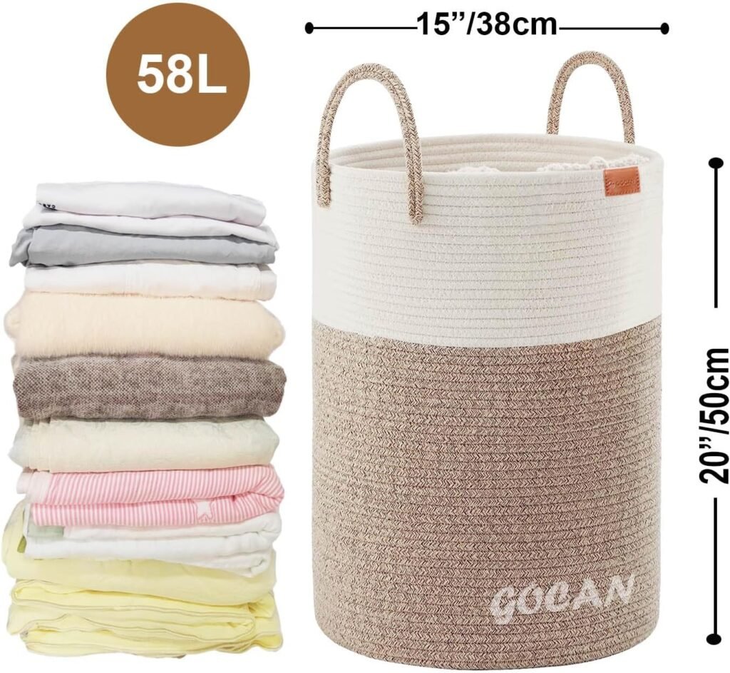 Bruine katoenen opbergmanden voor kleding en accessoires in woonkamer, slaapkamer en kinderkamer