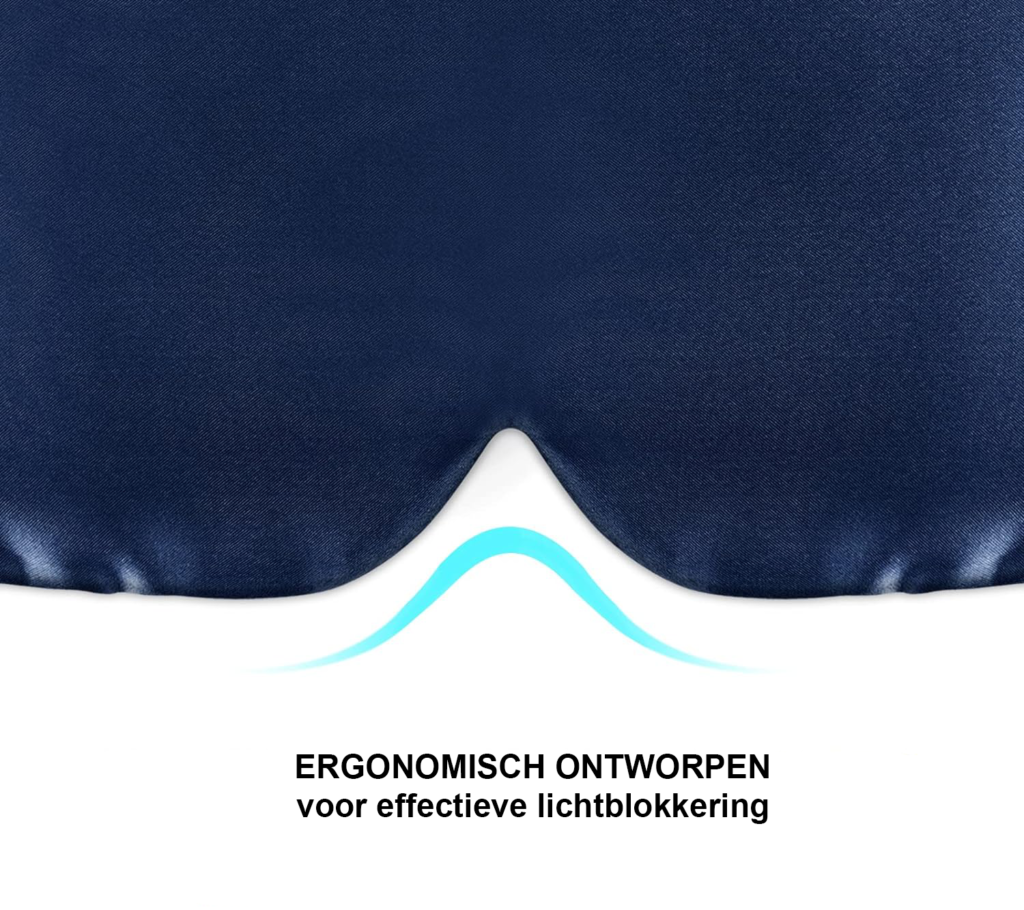 Zijden slaapmasker met verstelbare hoofdband, groot oogmasker voor mannen en vrouwen, marineblauw