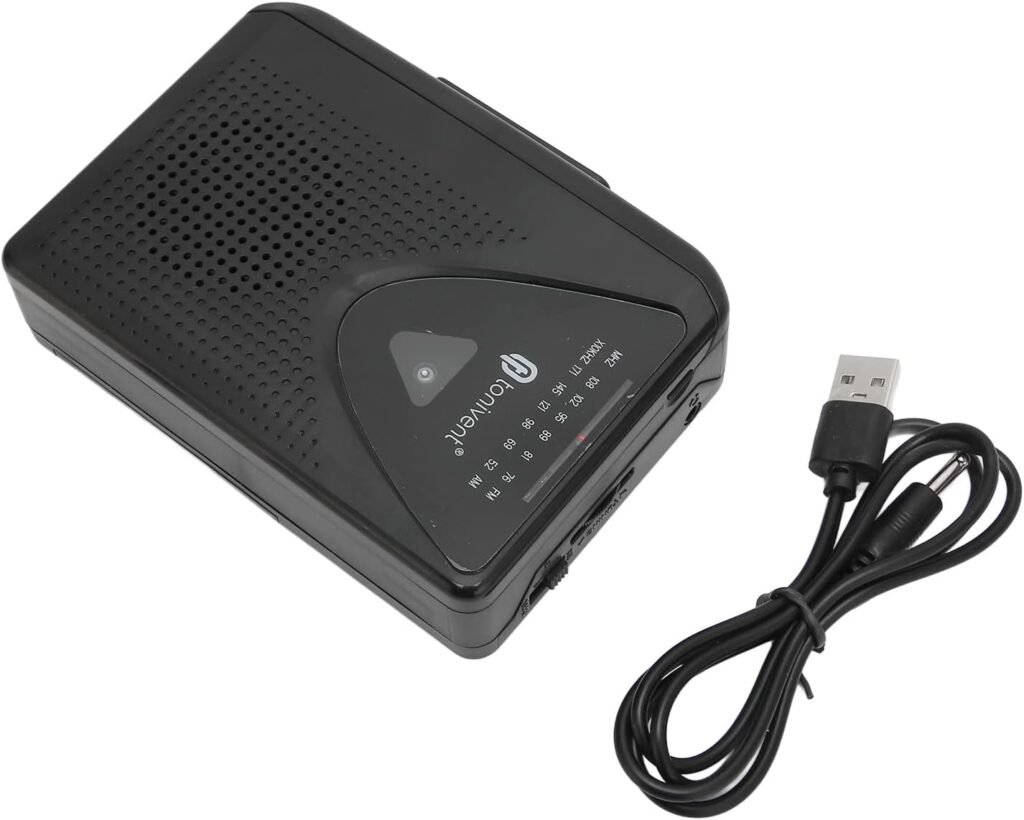 Draagbare cassette speler met FM/AM radio, USB-voeding en batterijoptie in retro Walkman-stijl
