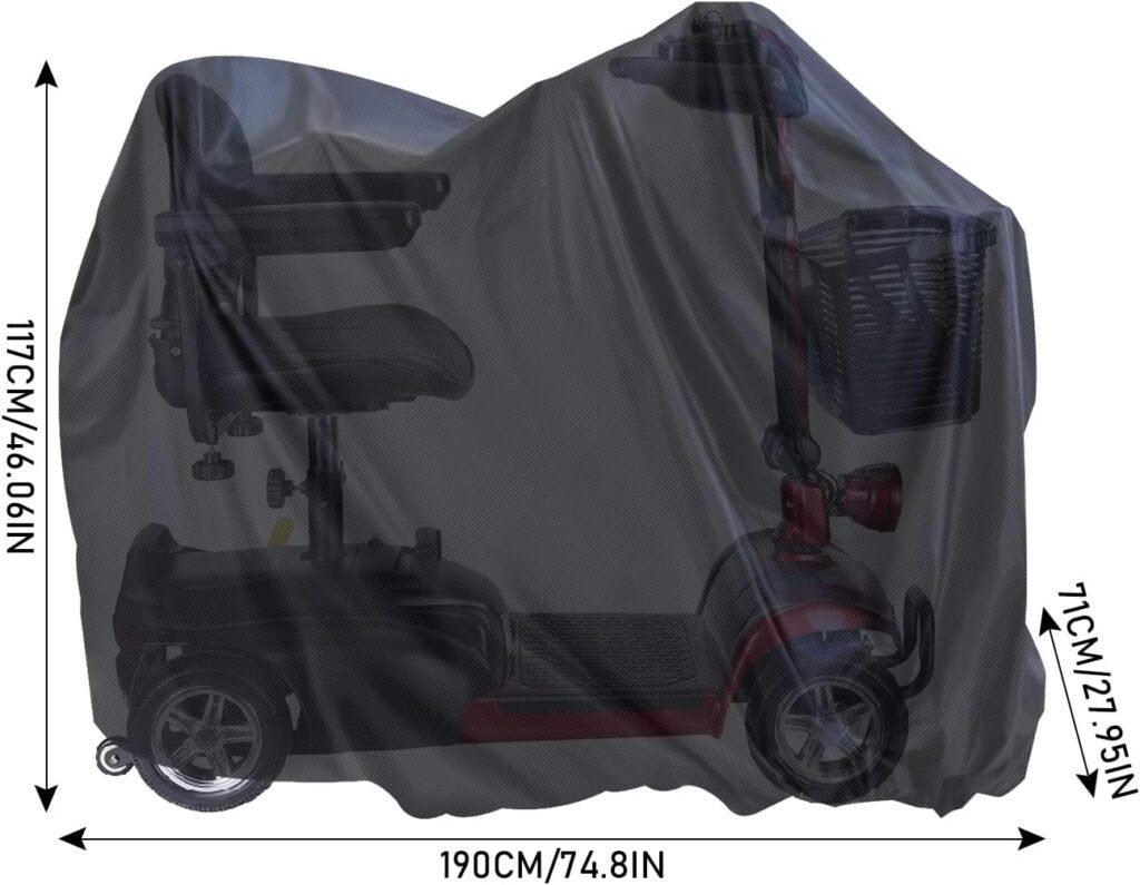 Waterdichte scootmobielhoes van 420D Oxford stof 190x71x117 cm met elastische band voor bescherming tegen regen en vuil