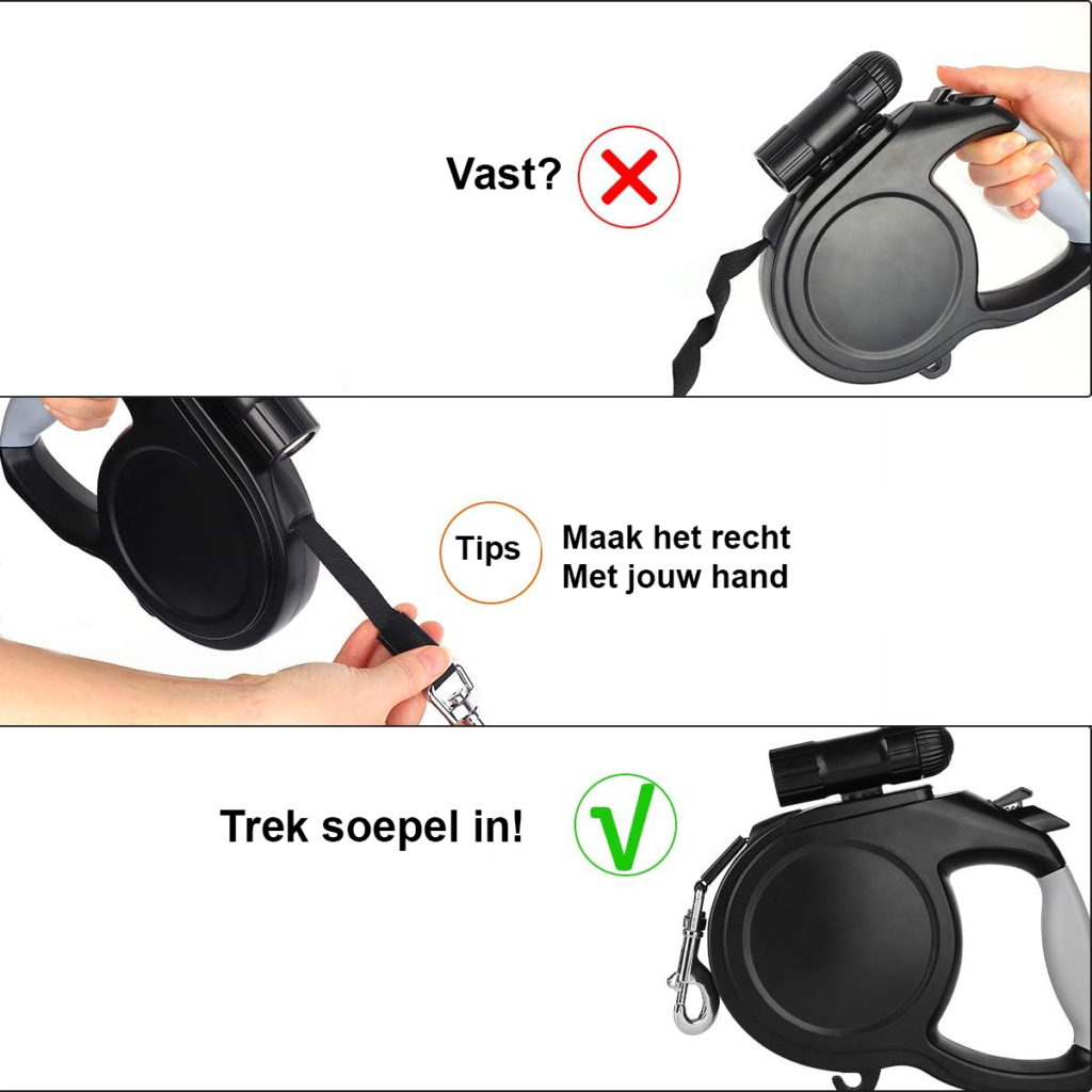 Uittrekbare Hondenriem 8 Meter - Flexibele Hondenlijn voor Wandelen en Training - Ergonomische Handgreep - Voor Alle Hondenmaten