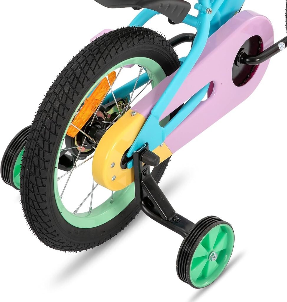 Kinderfiets 12 inch voor meisjes en jongens met mandje, zijwieltjes en verstelbaar zadel om veilig te leren fietsen
