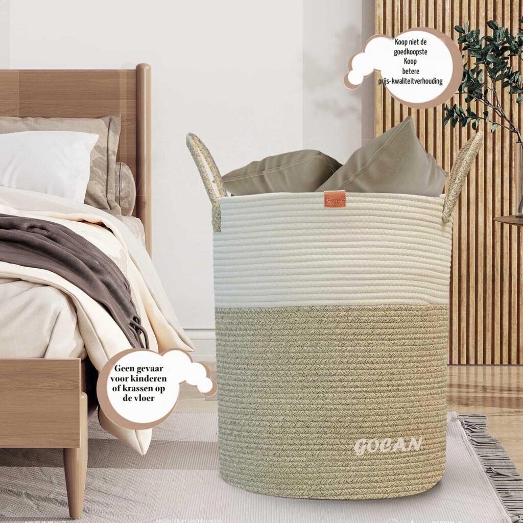 Bruine katoenen opbergmanden voor kleding en accessoires in woonkamer, slaapkamer en kinderkamer