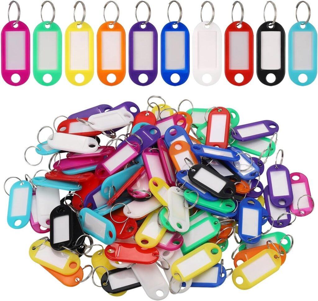 Sleutelhangers met beschrijfbare labels en USB-sticks set van 100 voor sleutelorganisatie en dataopslag