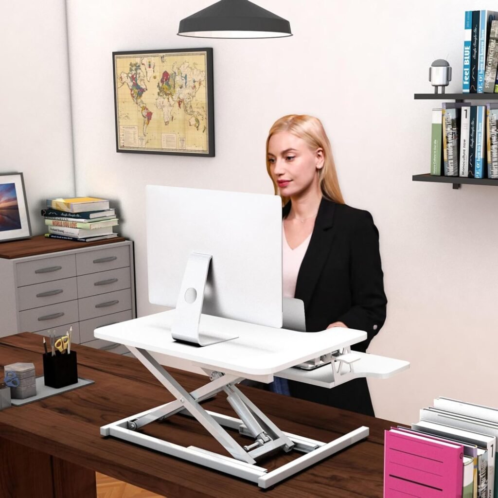 Verstelbaar Staand Bureau 55 x 40 cm - Ergonomische Computerwerkplek - Zit-Sta Werkstation met Toetsenbordplank - Snelle Montage