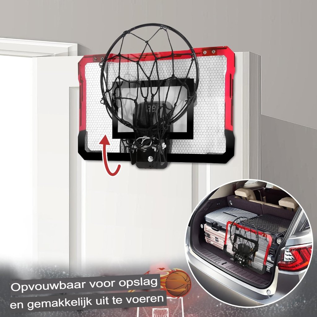 Mini basketbalkorf met automatische teruggave en bal voor indoor basketbal, geschikt voor kinderen en volwassenen