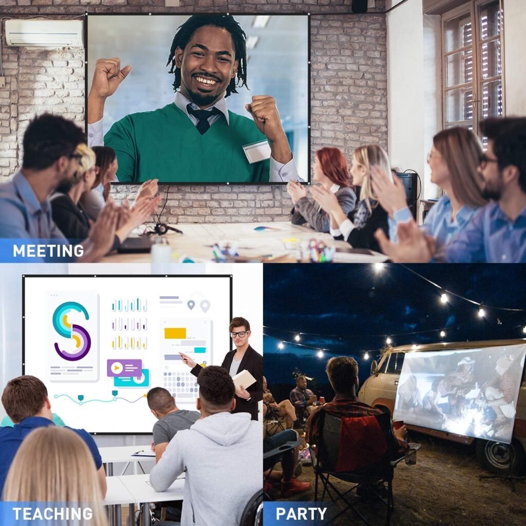 Projectiescherm 200 Inch 16:9 - Draagbaar en Wasbaar Canvas Scherm - Full HD, 3D en 4K - Voor Thuisbioscoop en Buitenbioscoop