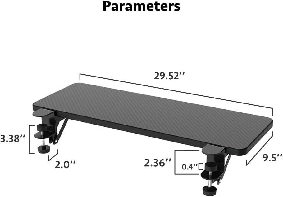 Bureau uitbreidingsplank 75 x 24 cm in wit carbonfiber als muisarmsteun voor thuis en kantoor