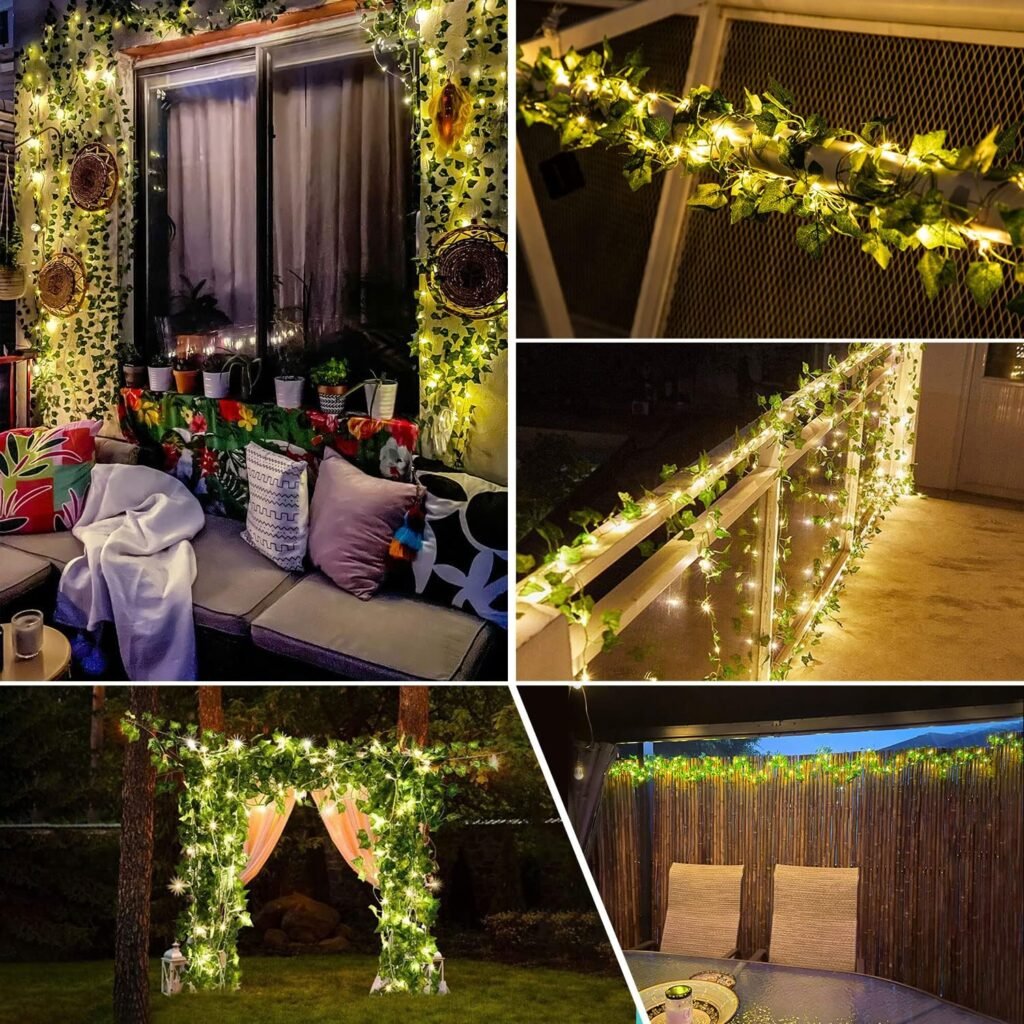 Kunstmatige klimop slinger met LED lichtketting en timerfunctie voor binnen en buiten