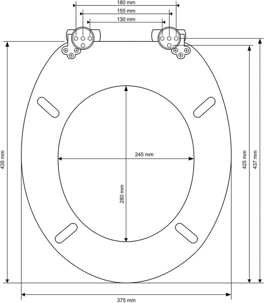 Houten toiletbril met softclose en quick release, verstelbare scharnieren en stille sluiting