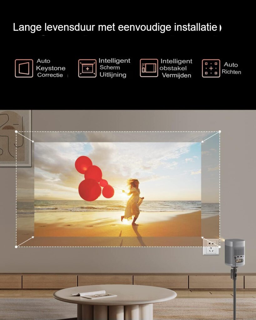 Draagbare miniprojector voor thuisbioscoop met HD-kwaliteit en draadloze verbinding