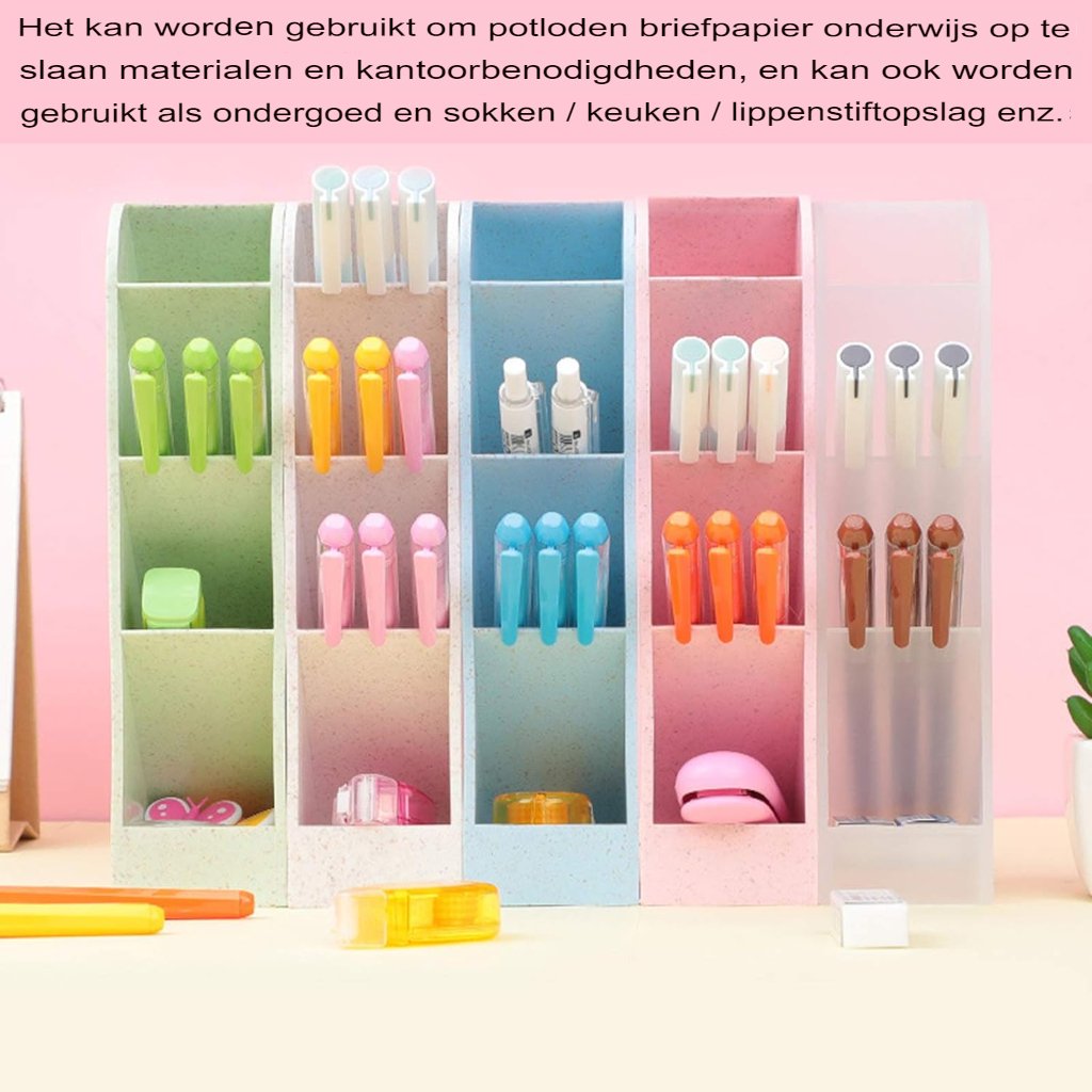 Bureau organizer set met pennenhouder en opbergvak, 5-delig voor kantoor en school