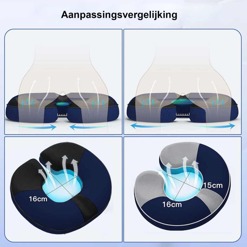 Orthopedisch Stoelkussen voor Aambeien en Prostaat - Ergonomisch Zitkussen - Coccyx- en Stuitkussen voor Drukverlichting - Lichtgrijs