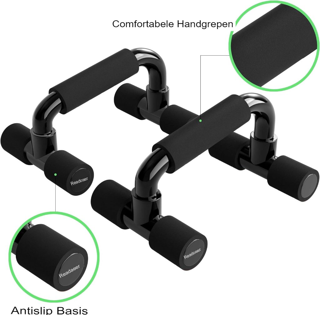 Push-up stands zwart met ergonomische handgrepen voor push-up training