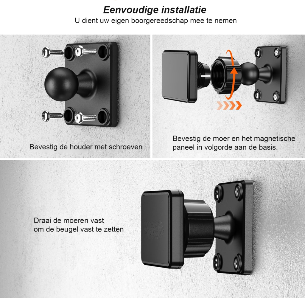 Magnetische Tablethouder met 360° Draaibare Boetvoet - Tabletstandaard met Sterke Magneet - Voor iPad en Tablet - Wand- en Kastmontage met 2 Metalen Platen