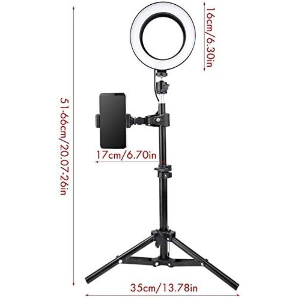 LED ringlamp 6 inch met 3 verlichtingsmodi en instelbare helderheid voor make-up, selfies, fotografie en vlogs