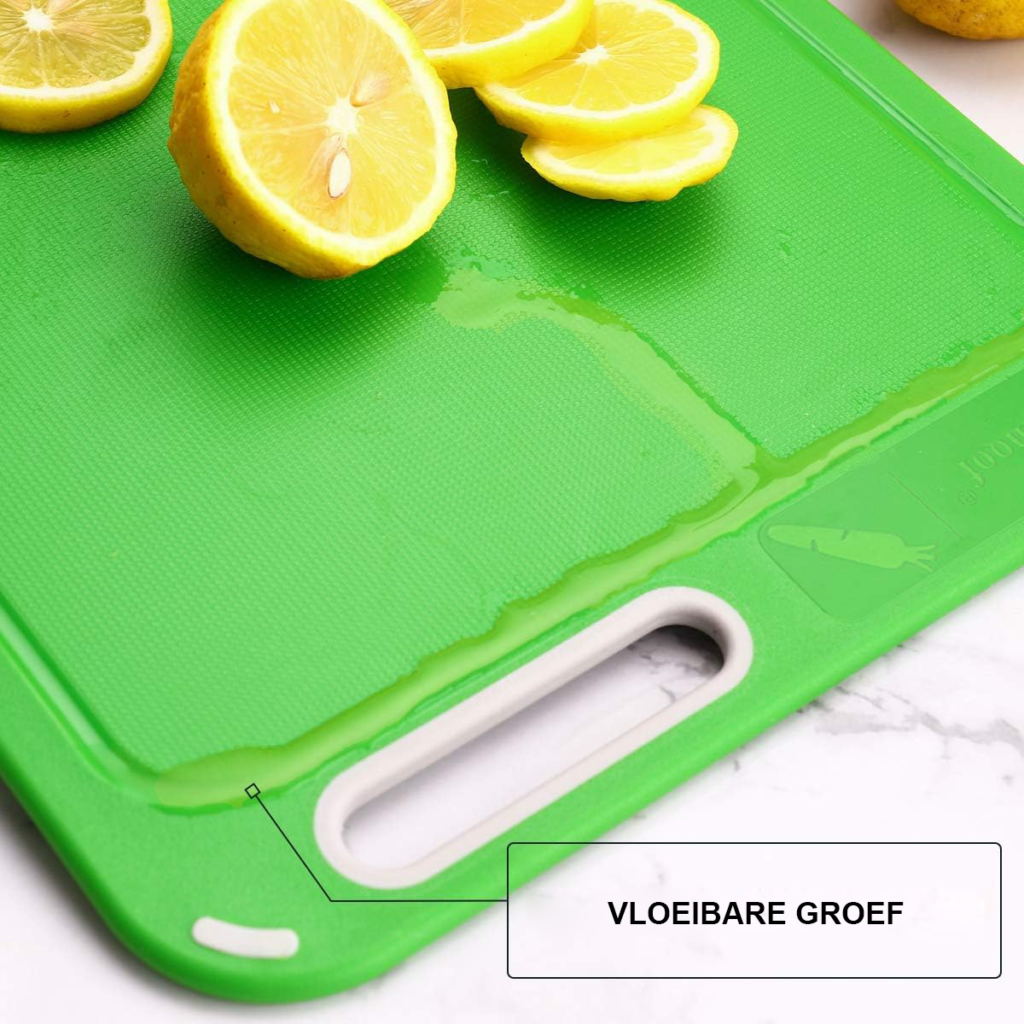Kleurgecodeerde kunststof snijplankenset met houder, BPA-vrij en vaatwasserbestendig, voor hygiënisch snijden in de keuken