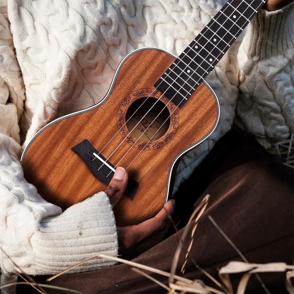 Concert ukulele 23 inch van mahonie hout met standaard en capo voor beginners