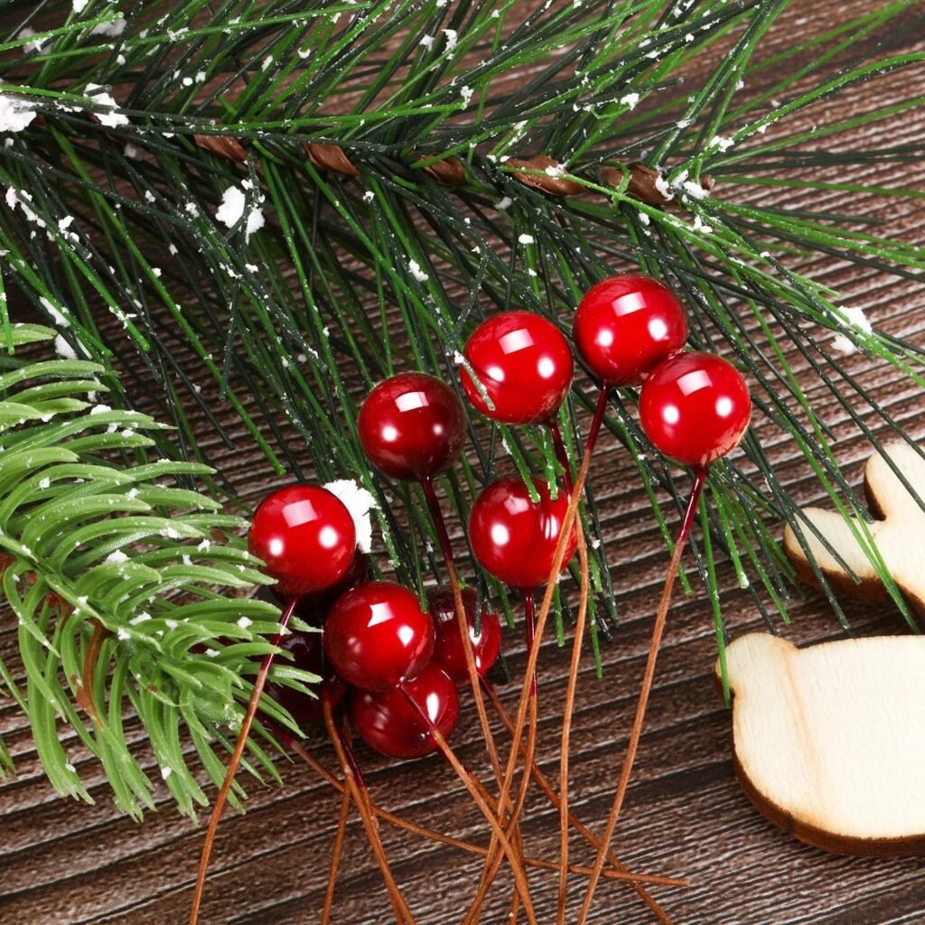 Kunstmatige Hulstbessen 100 Stuks 10 mm - Decoratieve Nephulstbessen op Draad - Kerstboom- en Bloemkransversiering - DIY Knutseldecoratie