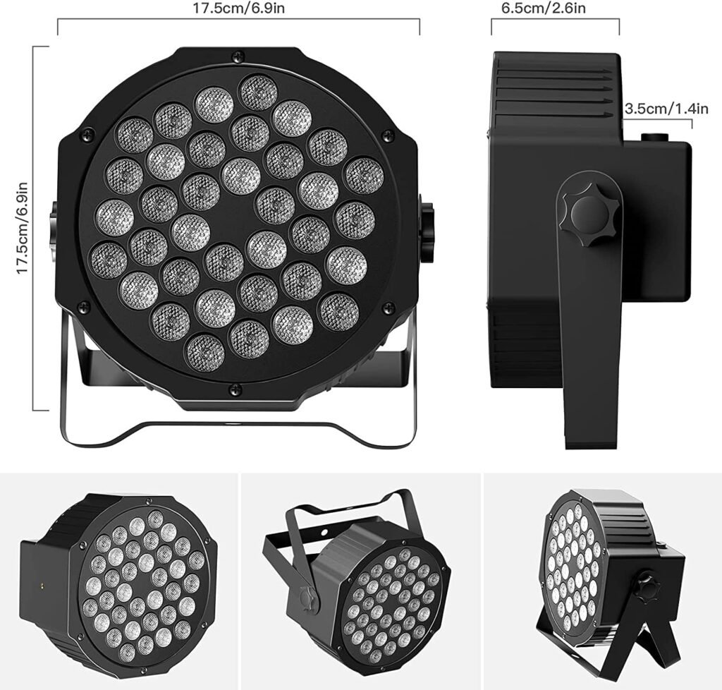 Set van 4 RGB LED Spotlights - 36 LED Disco Lampen - DMX512 Afstandsbediening en Geluidsgestuurde Feestverlichting - Voor DJ, Bruiloft, Concert en Club