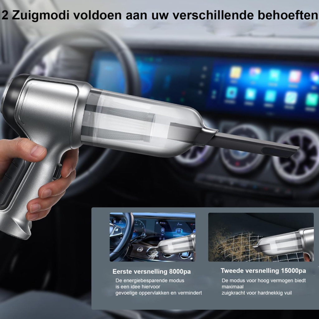 Draadloze Handstofzuiger 15000 Pa - 3-in-1 Mini Stofzuiger met Borstelloze Motor - Oplaadbare Kruimeldief voor Auto, Huis en Kantoor