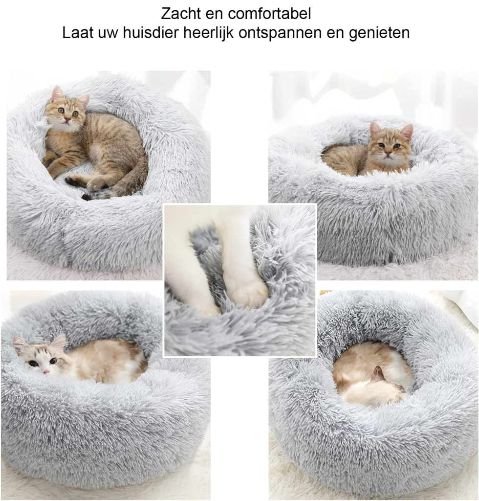 Pluche huisdierenbed voor katten en honden met zachte slaapplek