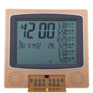 Islamitische gebedsklok met digitaal LCD-display, programmeerbare azan-alarmen, kalender en temperatuurweergave