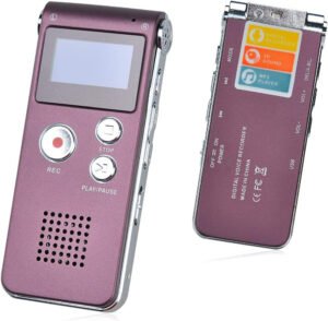 Dicteerapparaat met Spraakherkenning – Voice Recorder voor Vergaderingen en Interviews – USB Oplaadbaar – 8 GB, Rood