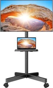Verrijdbare TV Standaard met Lade – Mobiele TV Trolley – Hoogte Verstelbaar – Voor 23 tot 60 Inch TV – Draagvermogen 40 kg